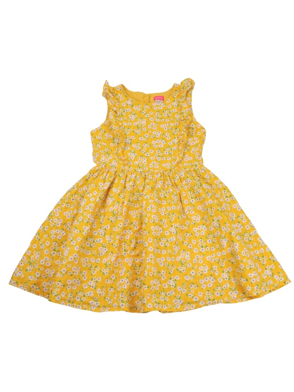 Zunie Girl Yellow Floral Dress Size 10/12 Ruffle Cottagecore Sundress